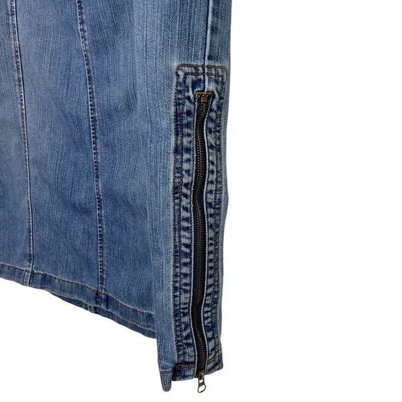 Vtg Y2K Venezia Womens Denim Skirt Size 16 Blue Jean Midi Cargo Utility Pockets - Picture 3 of 6